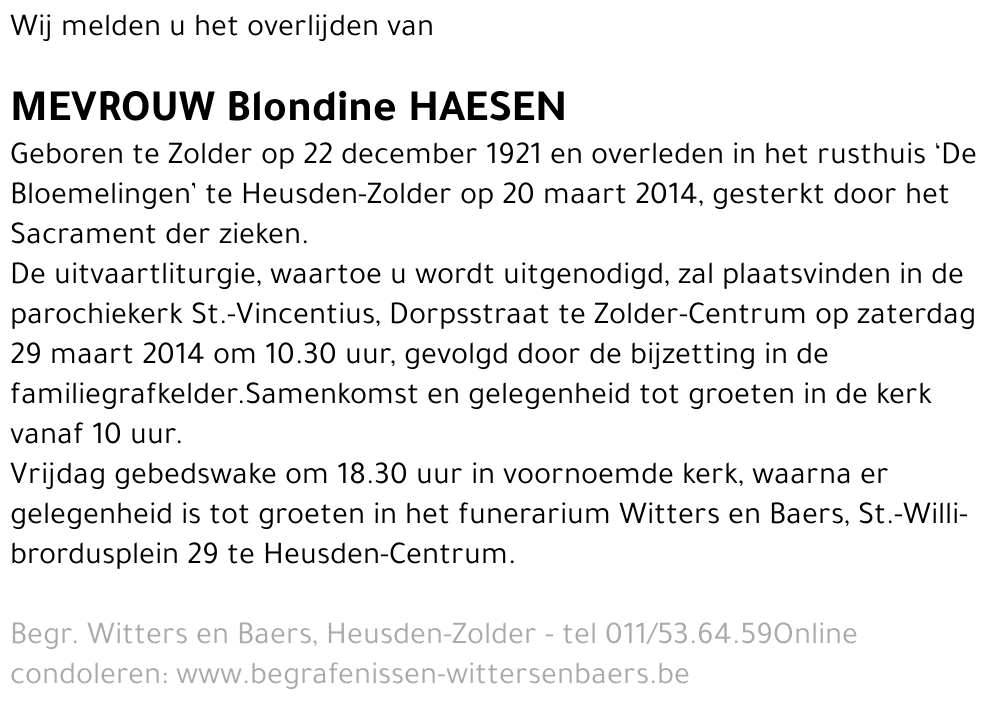 Blondine Haesen