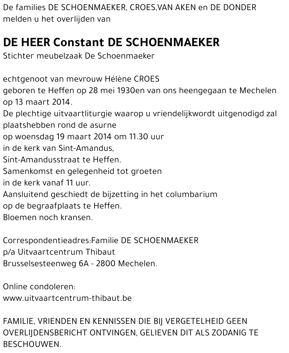 Constant DE SCHOENMAEKER