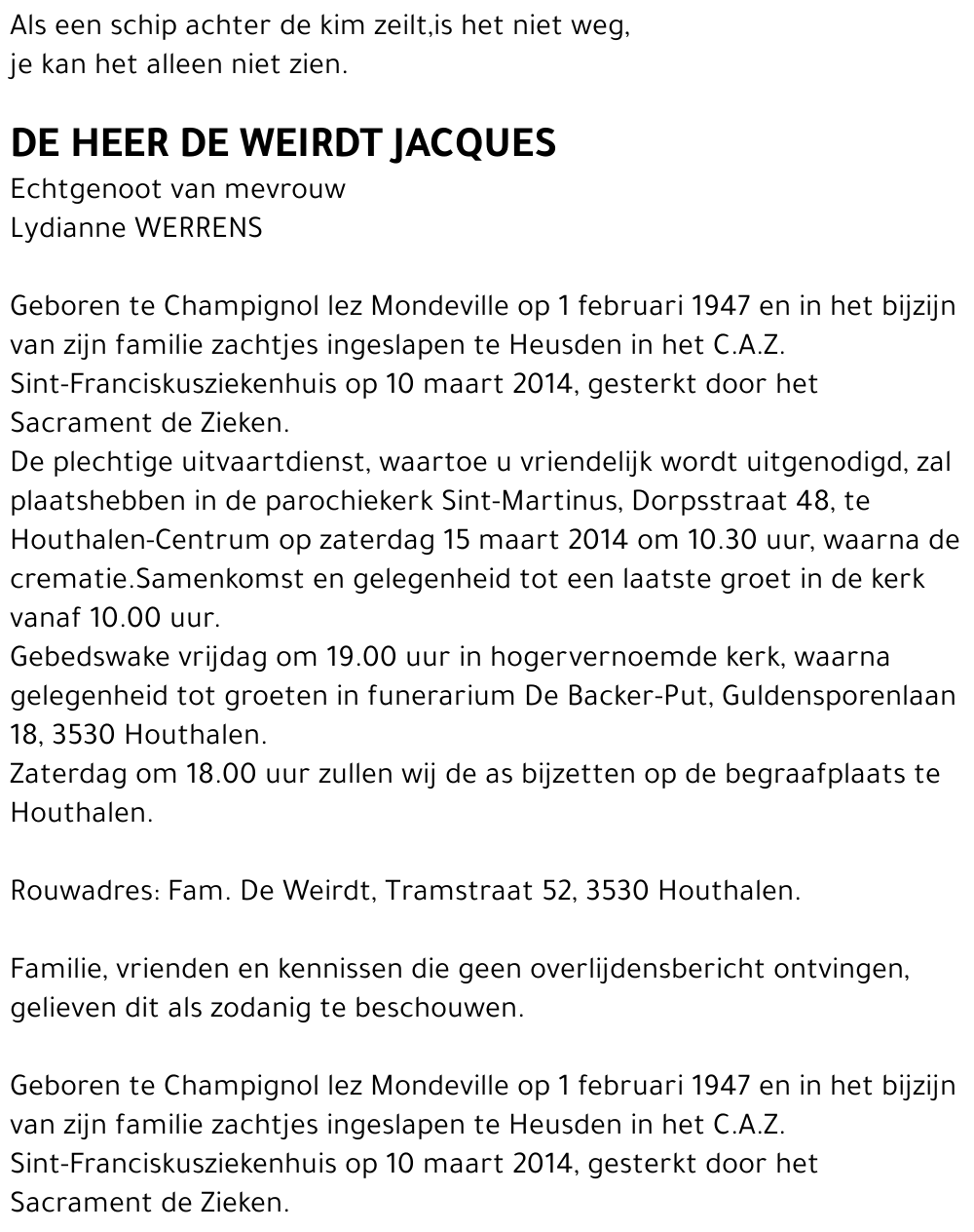 DE WEIRDT Jacques