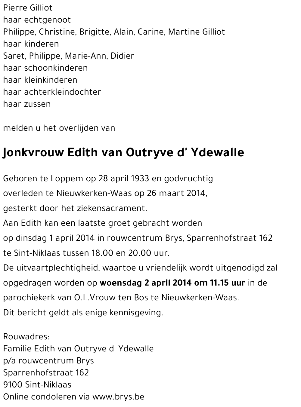 Edith VAN OUTRYVE D' YDEWALLE