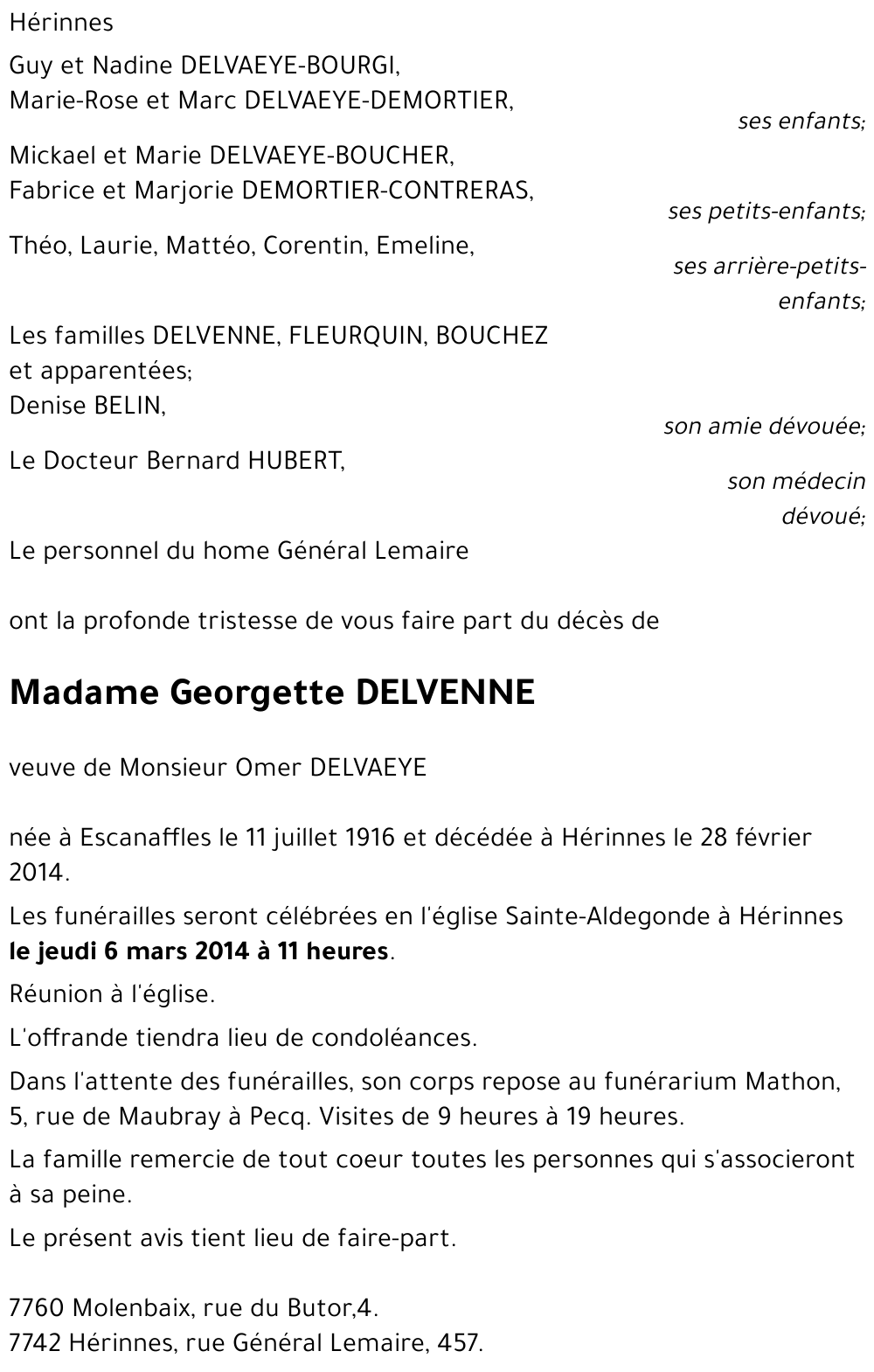 Georgette DELVENNE