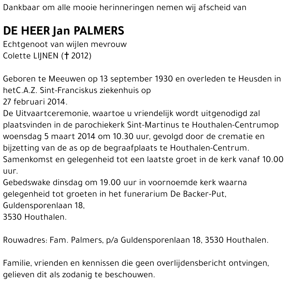 Jan PALMERS