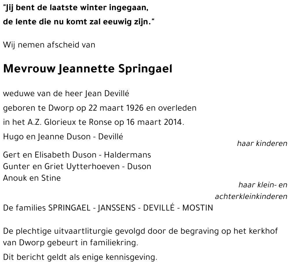 Jeanette Springael