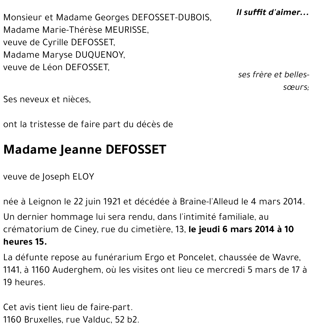 Jeanne DEFOSSET