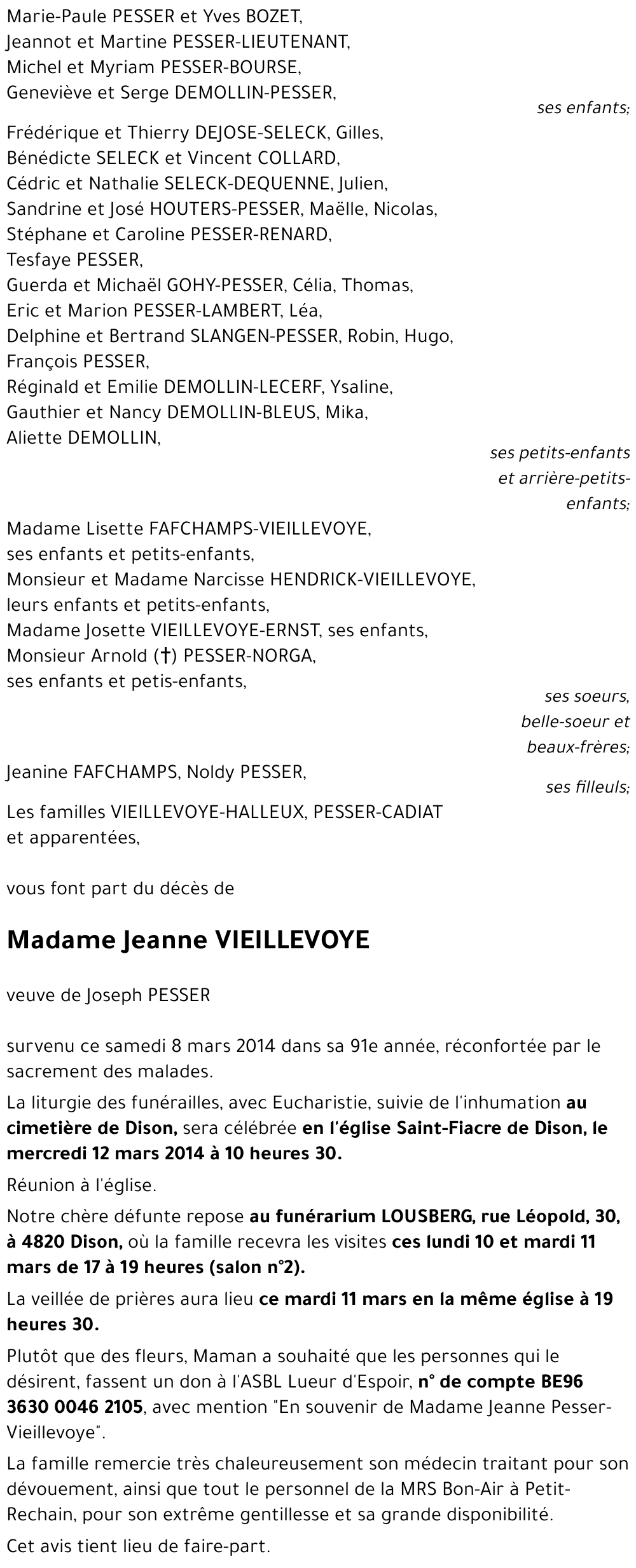 Jeanne VIEILLEVOYE