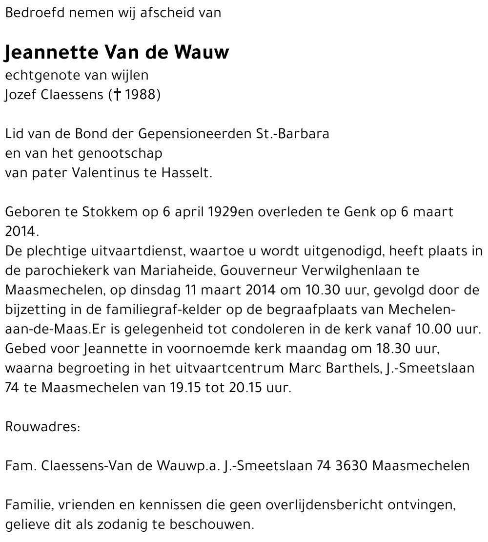 Jeannette Van de Wauw