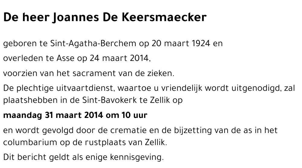 Joannes De Keersmaecker