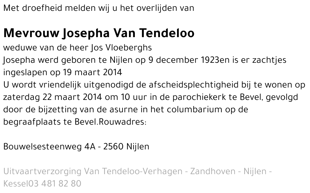 Josepha Van Tendeloo