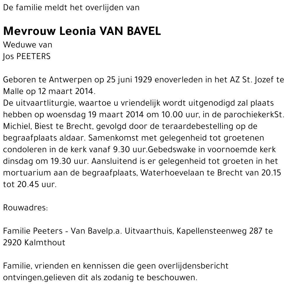 Leonia Van Bavel