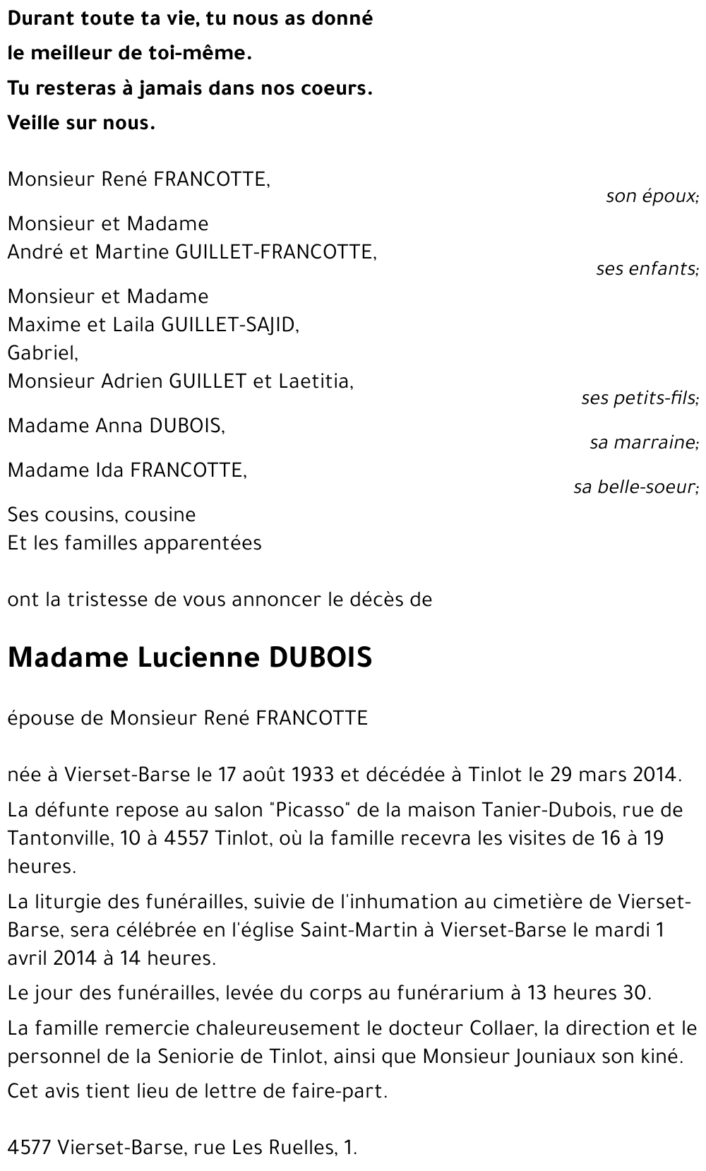 Lucienne DUBOIS