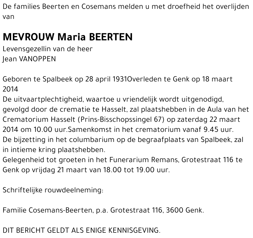 Maria BEERTEN