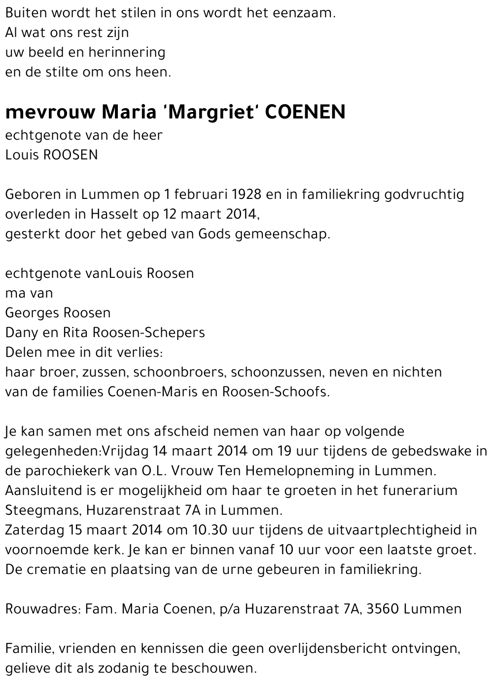 Maria 'Margriet' Coenen