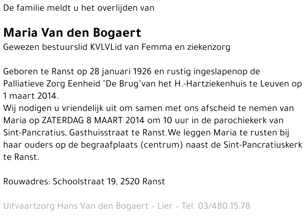 Maria Van den Bogaert