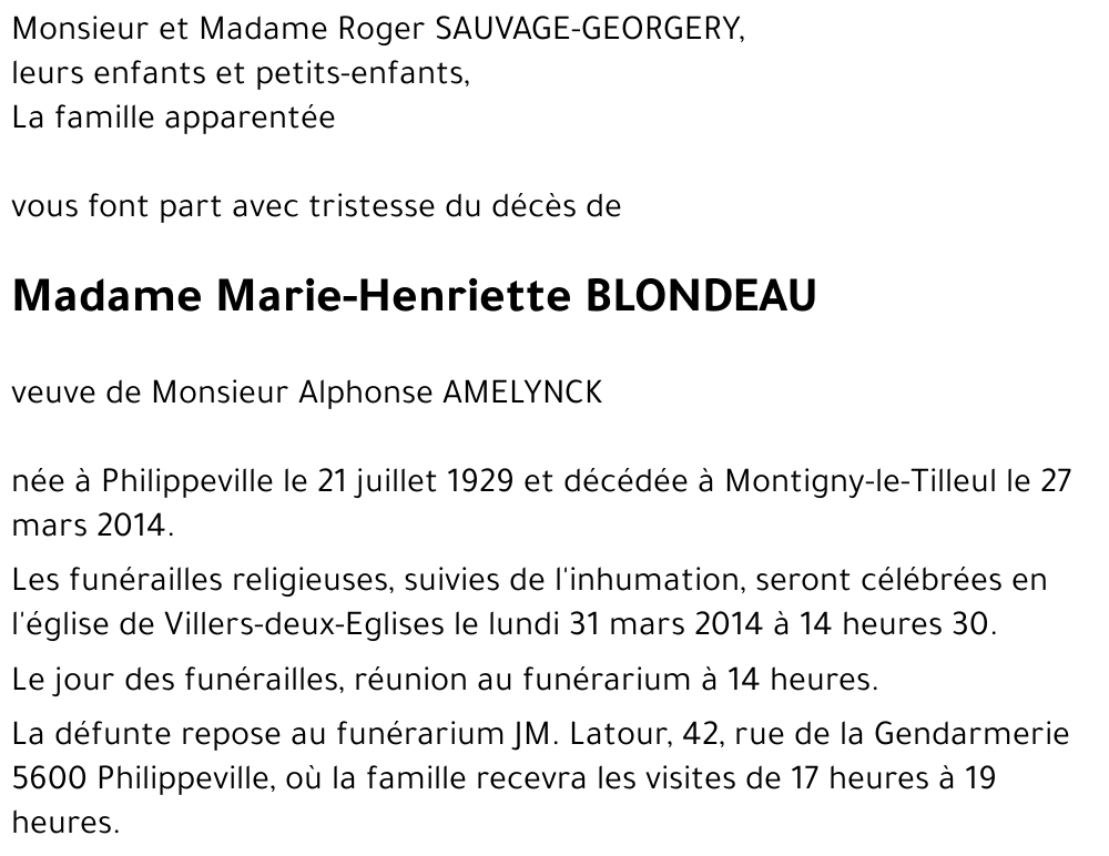 Marie-Henriette BLONDEAU