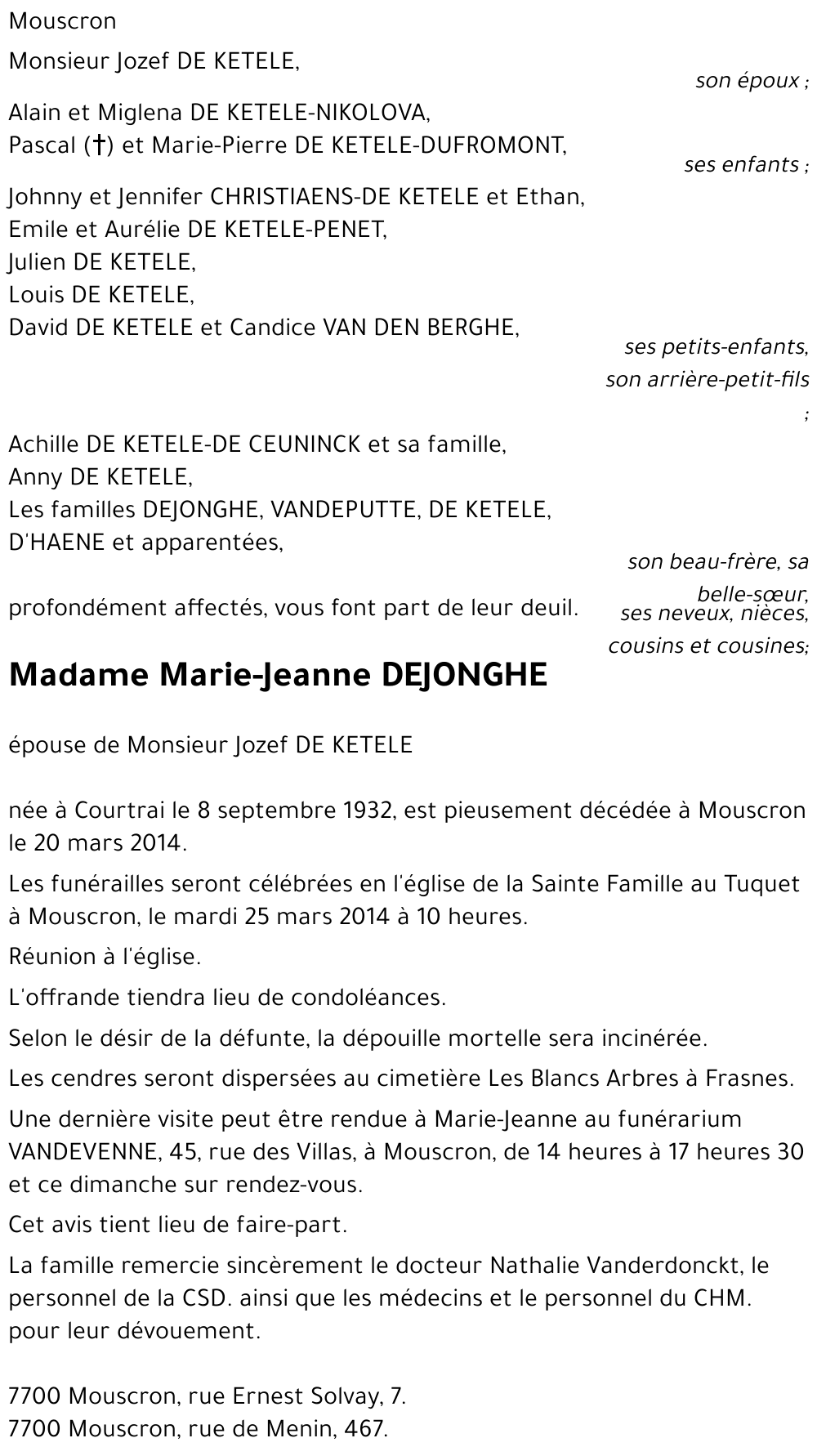 Marie-Jeanne DEJONGHE