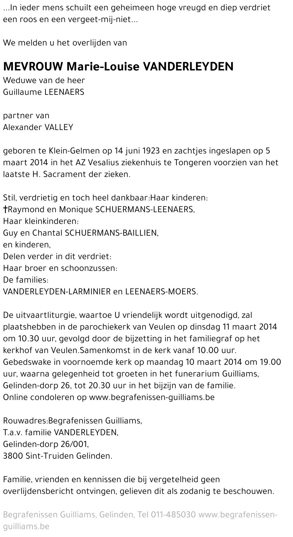 Marie-Louise VANDERLEYDEN