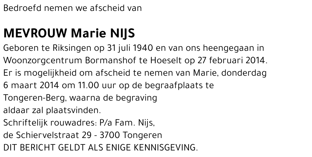 Marie NIJS