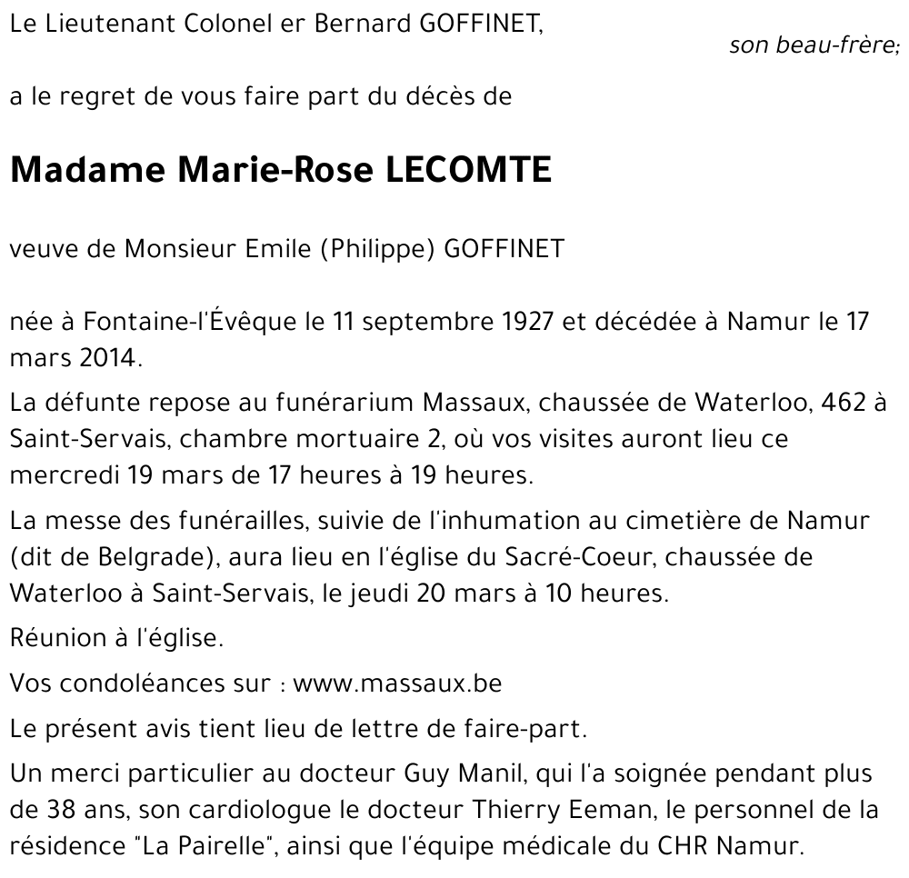 Marie-Rose LECOMTE
