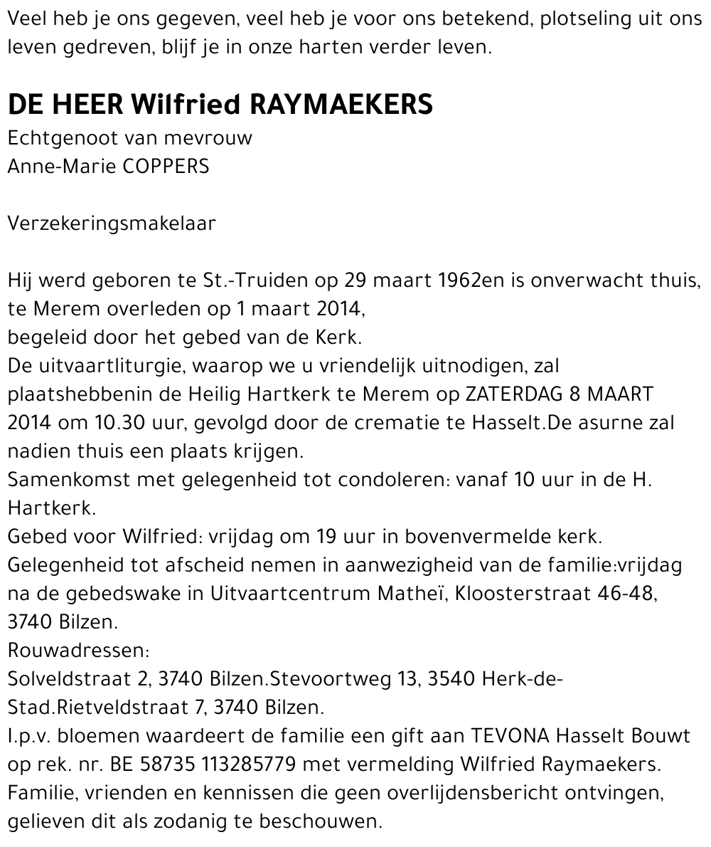 Wilfried RAYMAEKERS