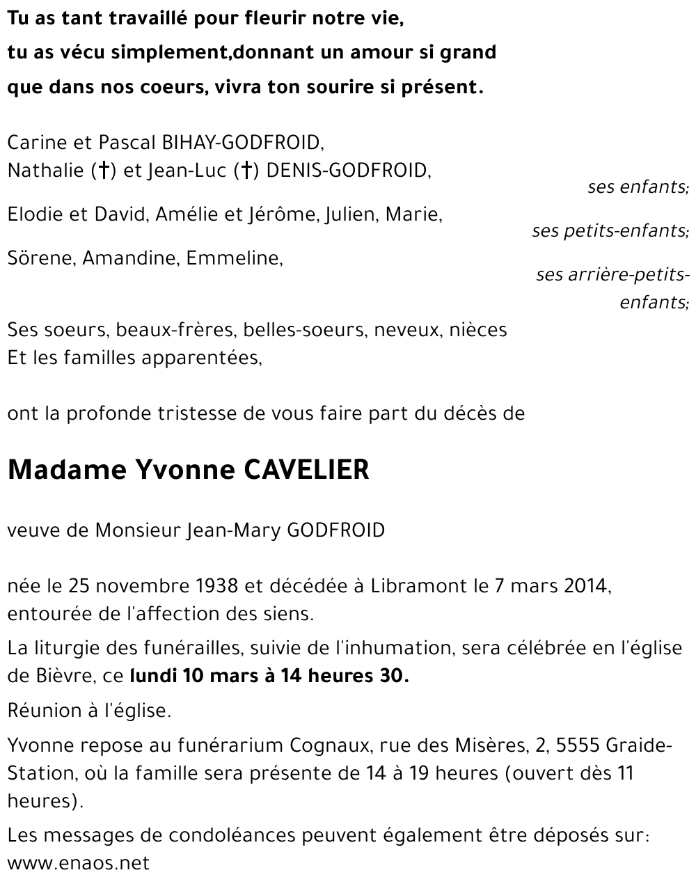 Yvonne CAVELIER