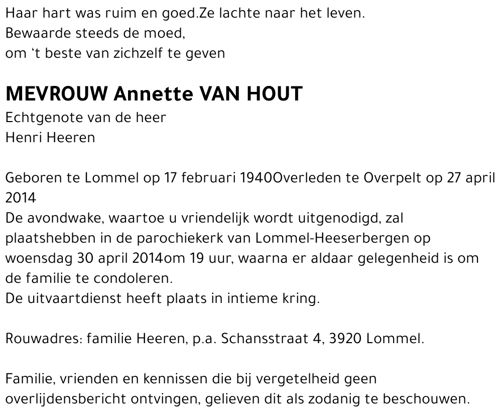 Annette Van Hout
