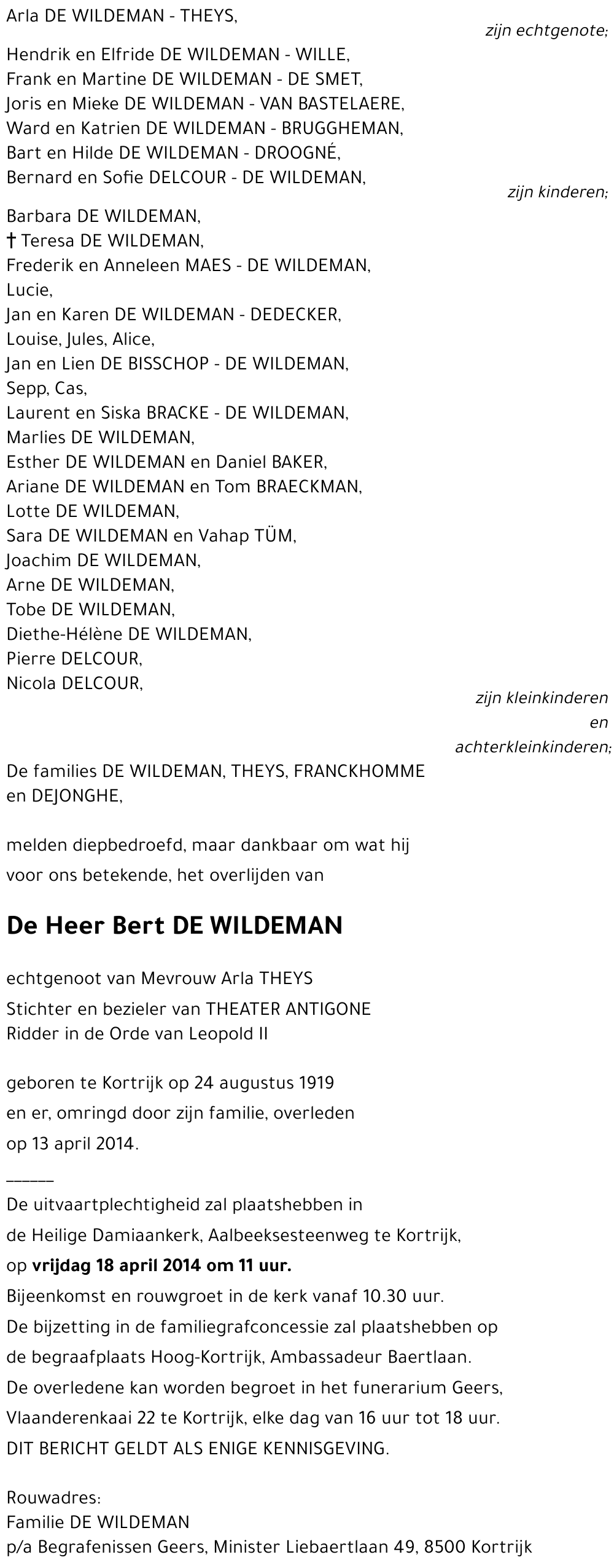 Bert DE WILDEMAN