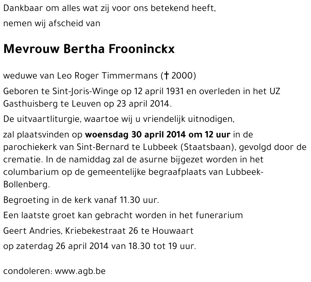 Bertha Frooninckx