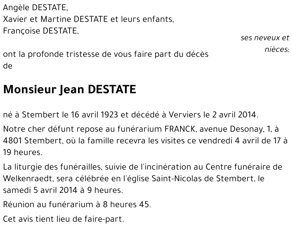 DESTATE Jean