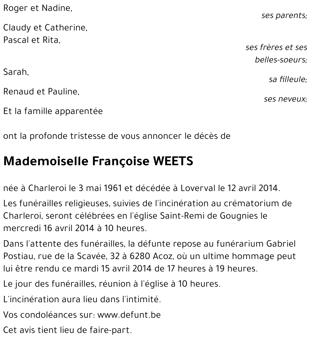 Françoise WEETS