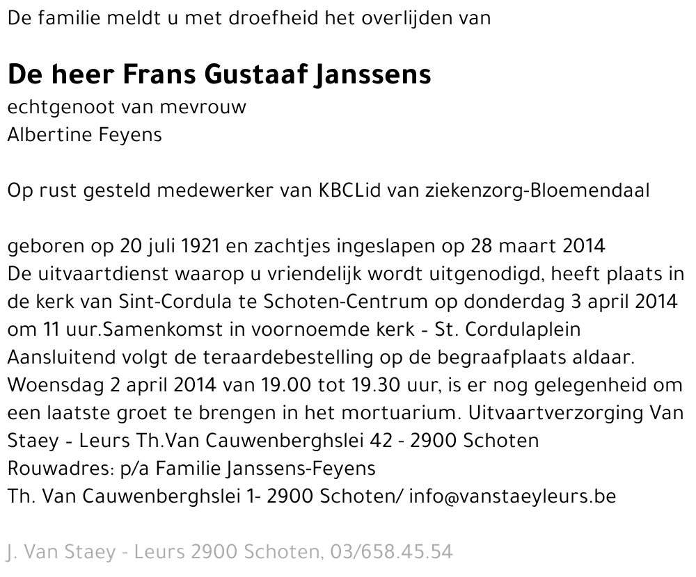 Frans Gustaaf Janssens