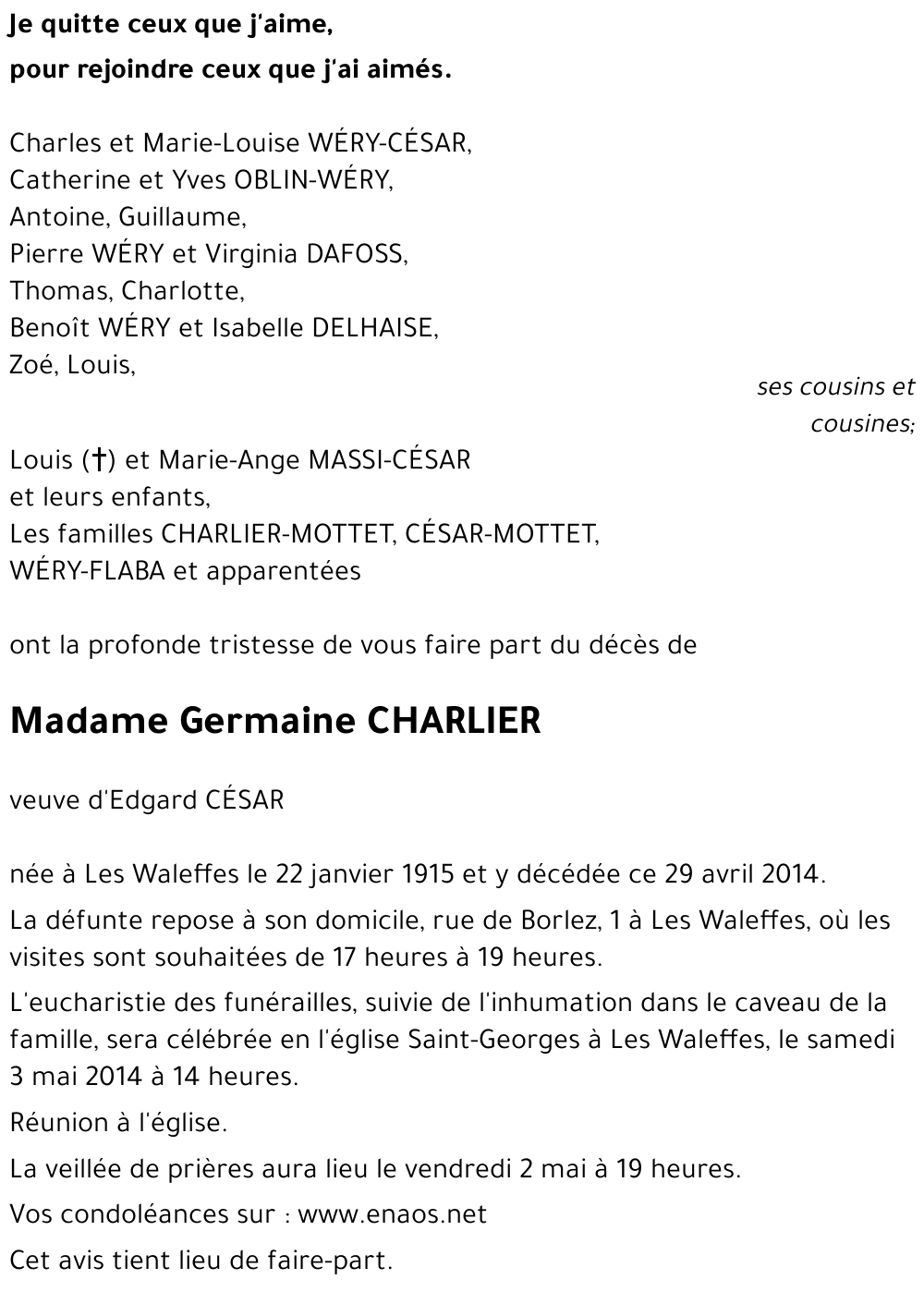 Germaine CHARLIER