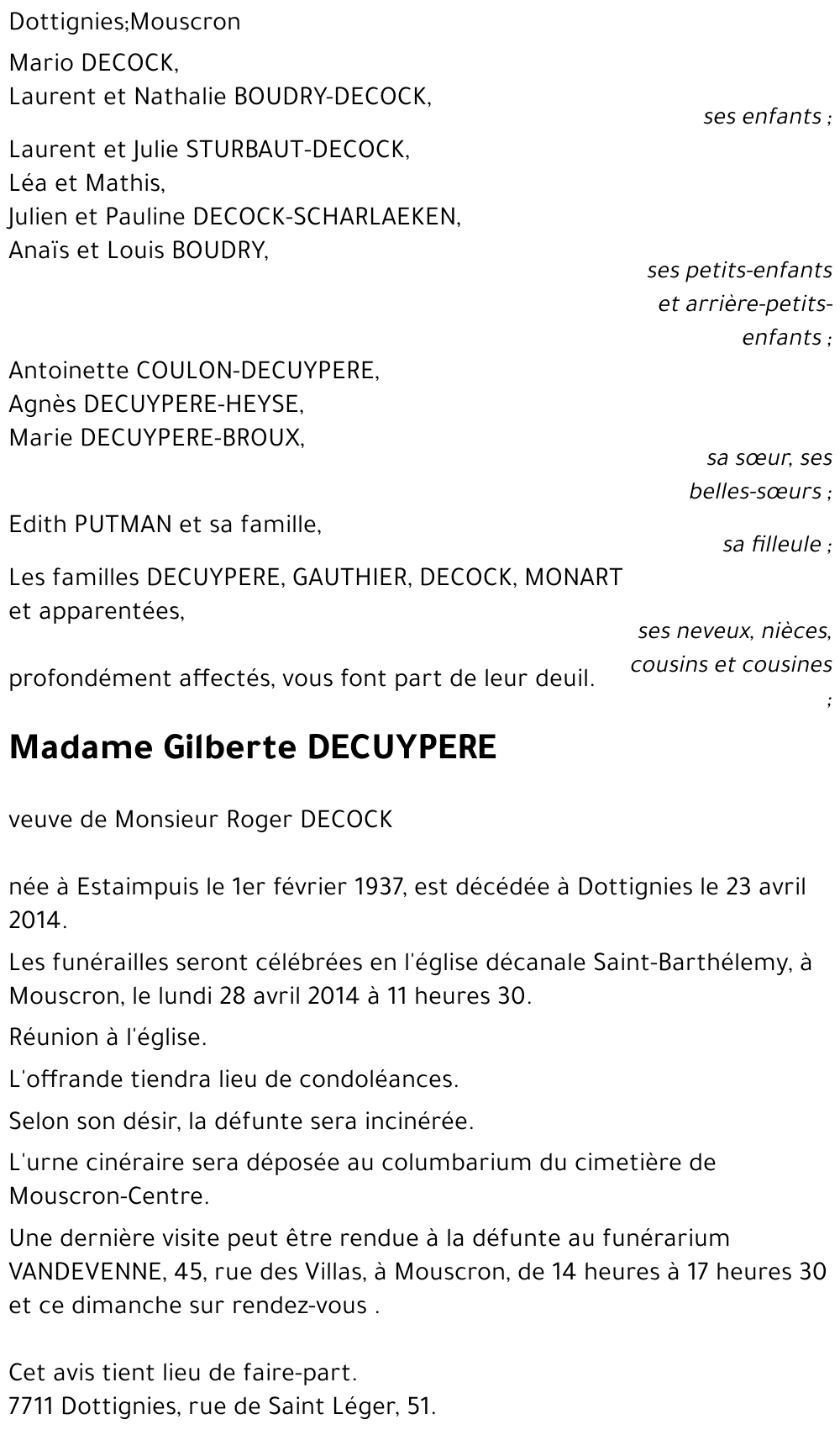 Gilberte DECUYPERE