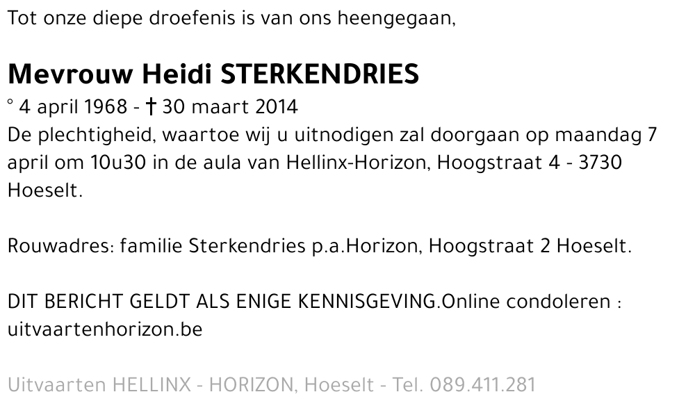 Heidi STERKENDRIES