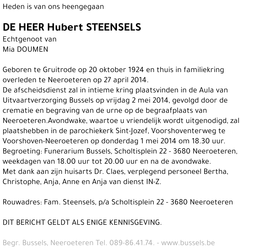 Hubert STEENSELS