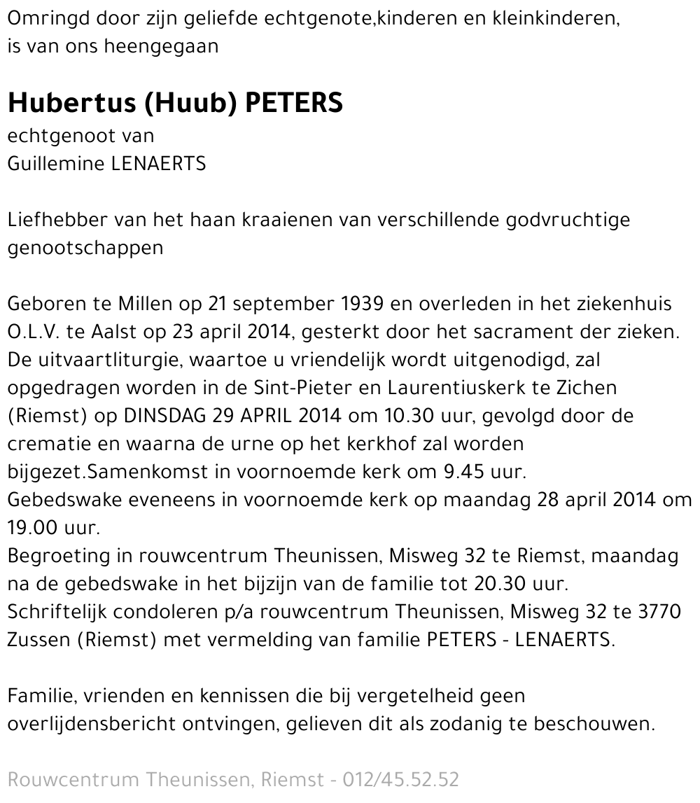 Hubertus (Huub) Peters