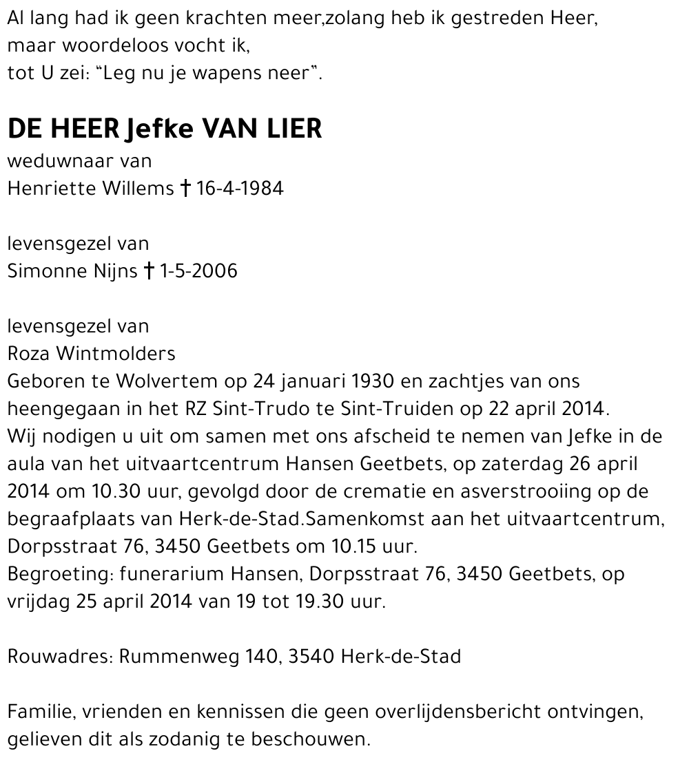 Jefke VAN LIER
