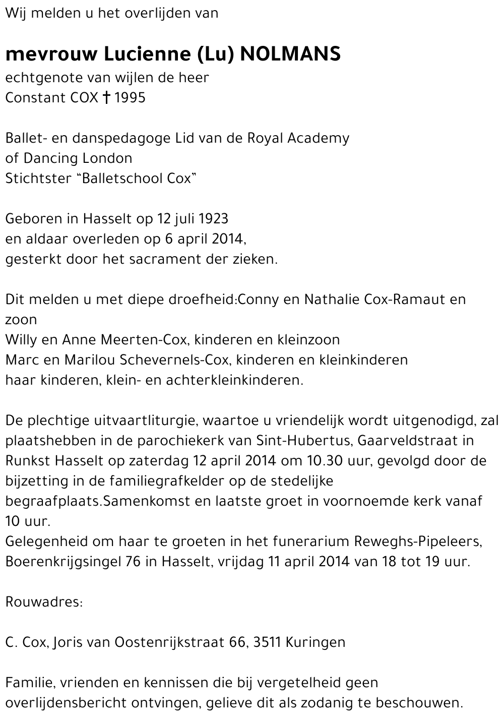 Lucienne (Lu) Nolmans