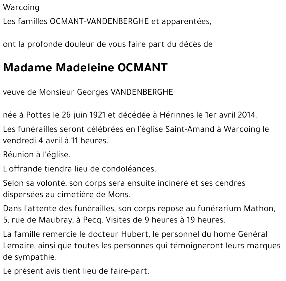 Madeleine OCMANT