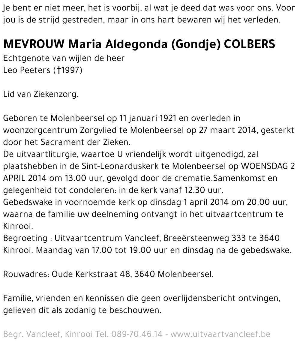 Maria Aldegonda Colbers