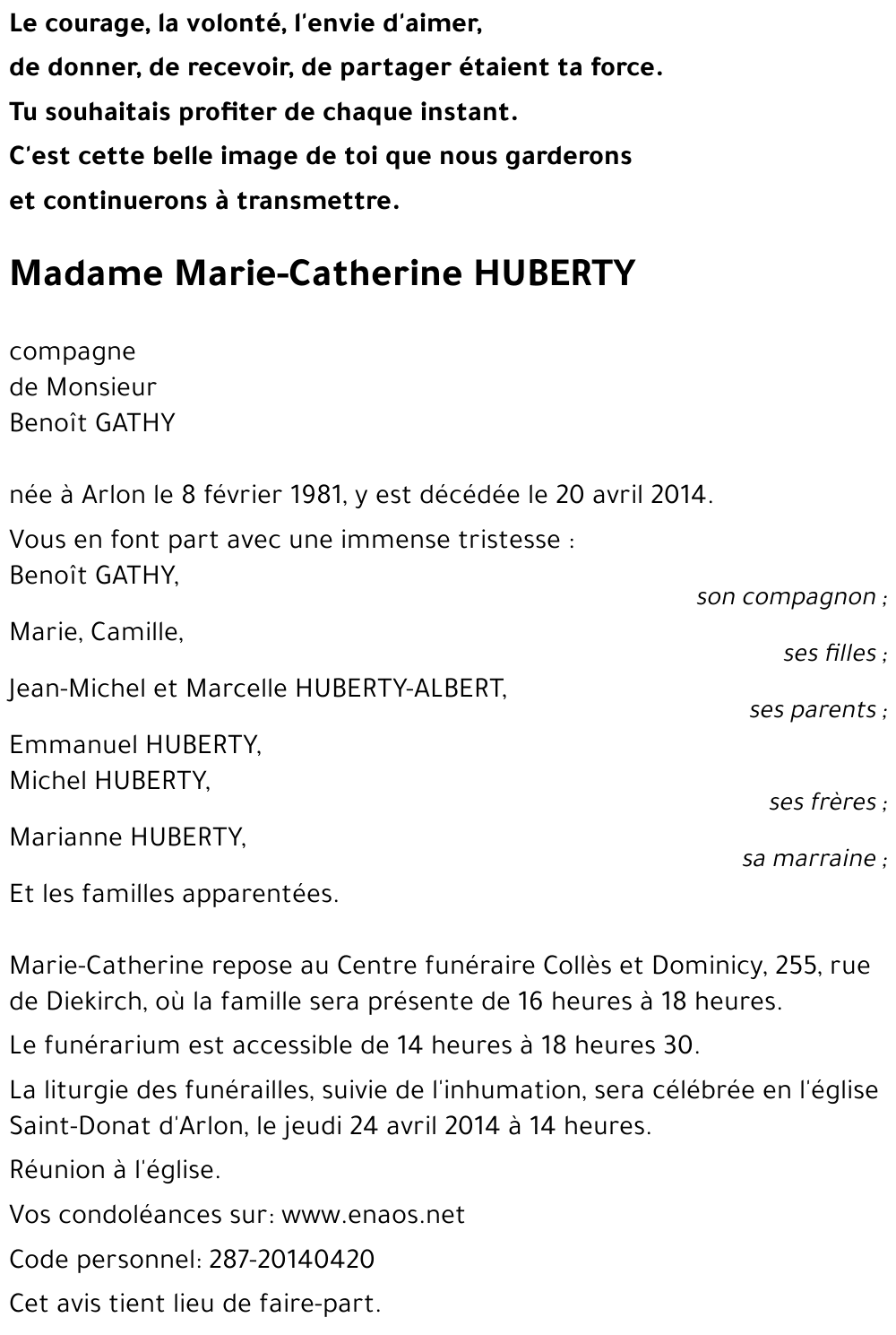 Marie-Catherine HUBERTY