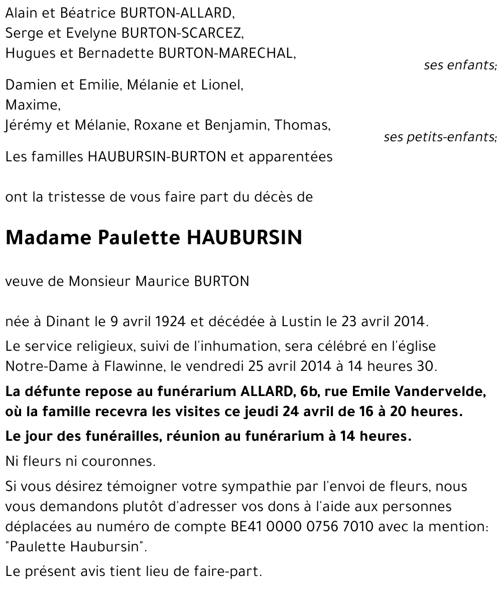 paulette HAUBURSIN