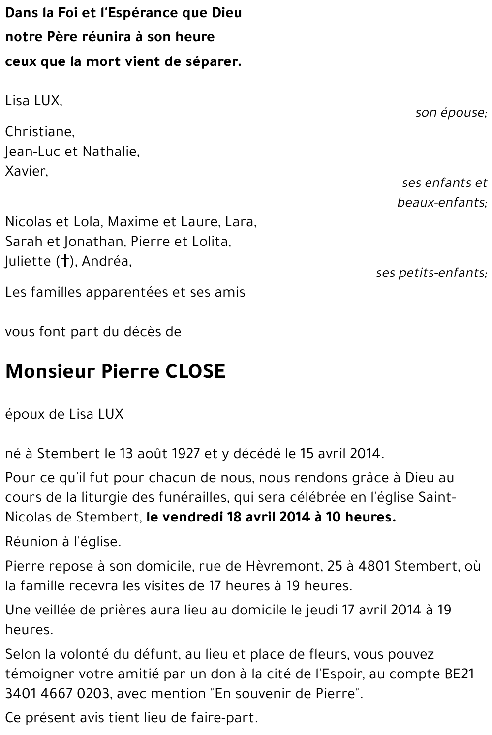 Pierre CLOSE