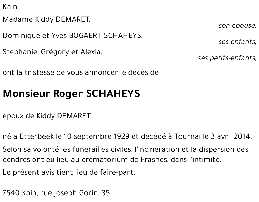 Roger SCHAHEYS