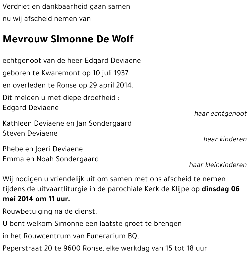 Simonne De Wolf