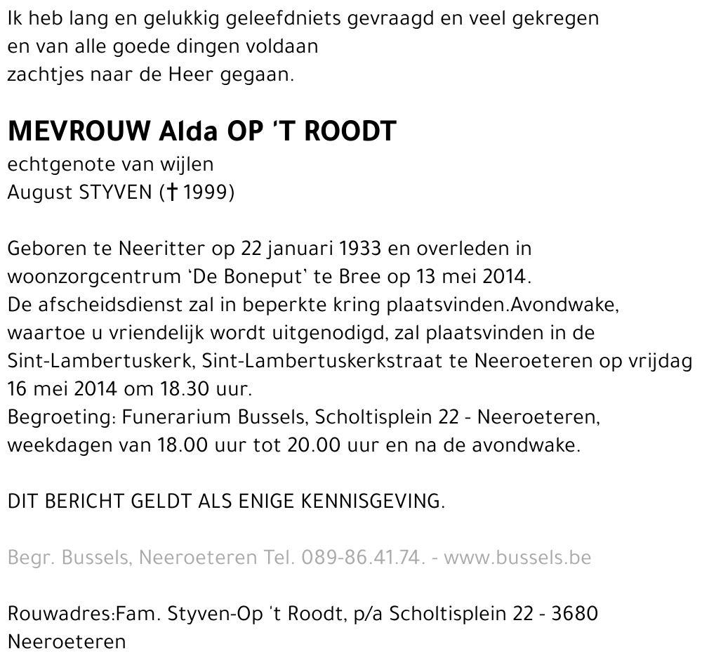 Alda OP 'T ROODT