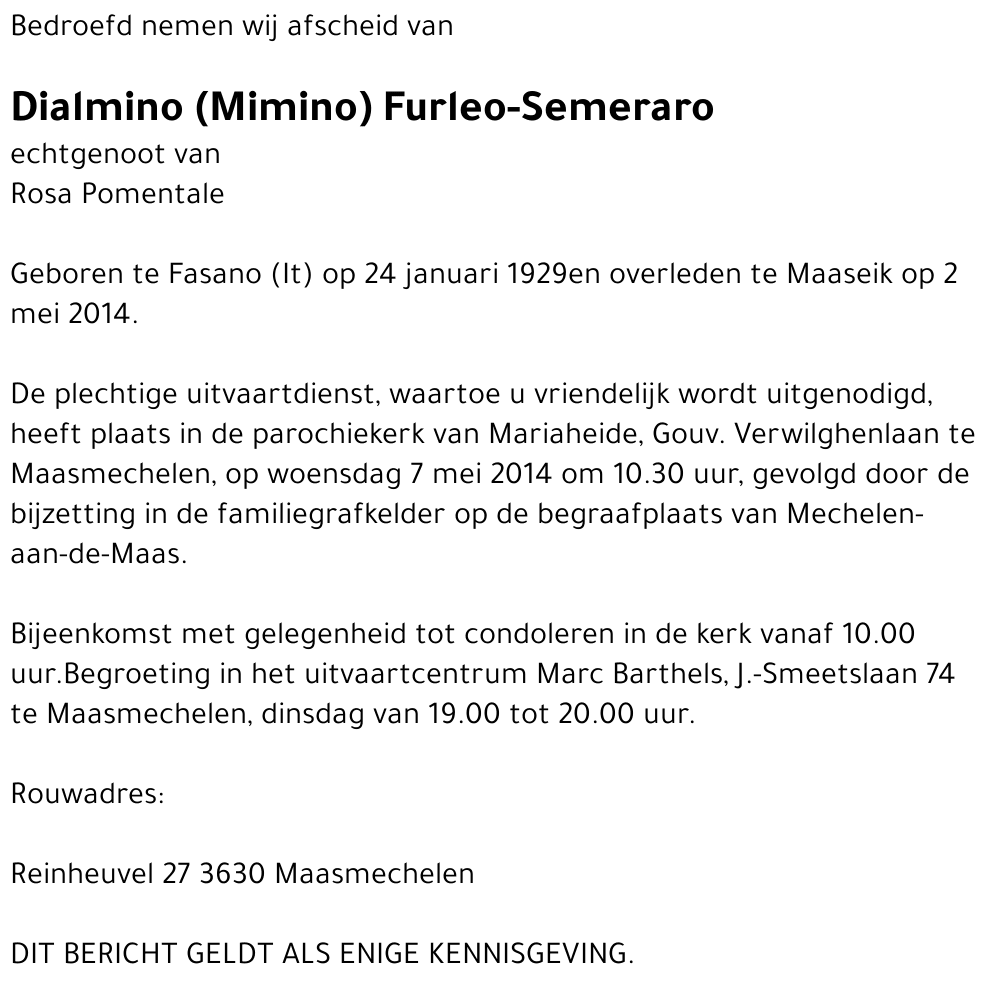 Dialmino (Mimimo) Furleo-Semeraro