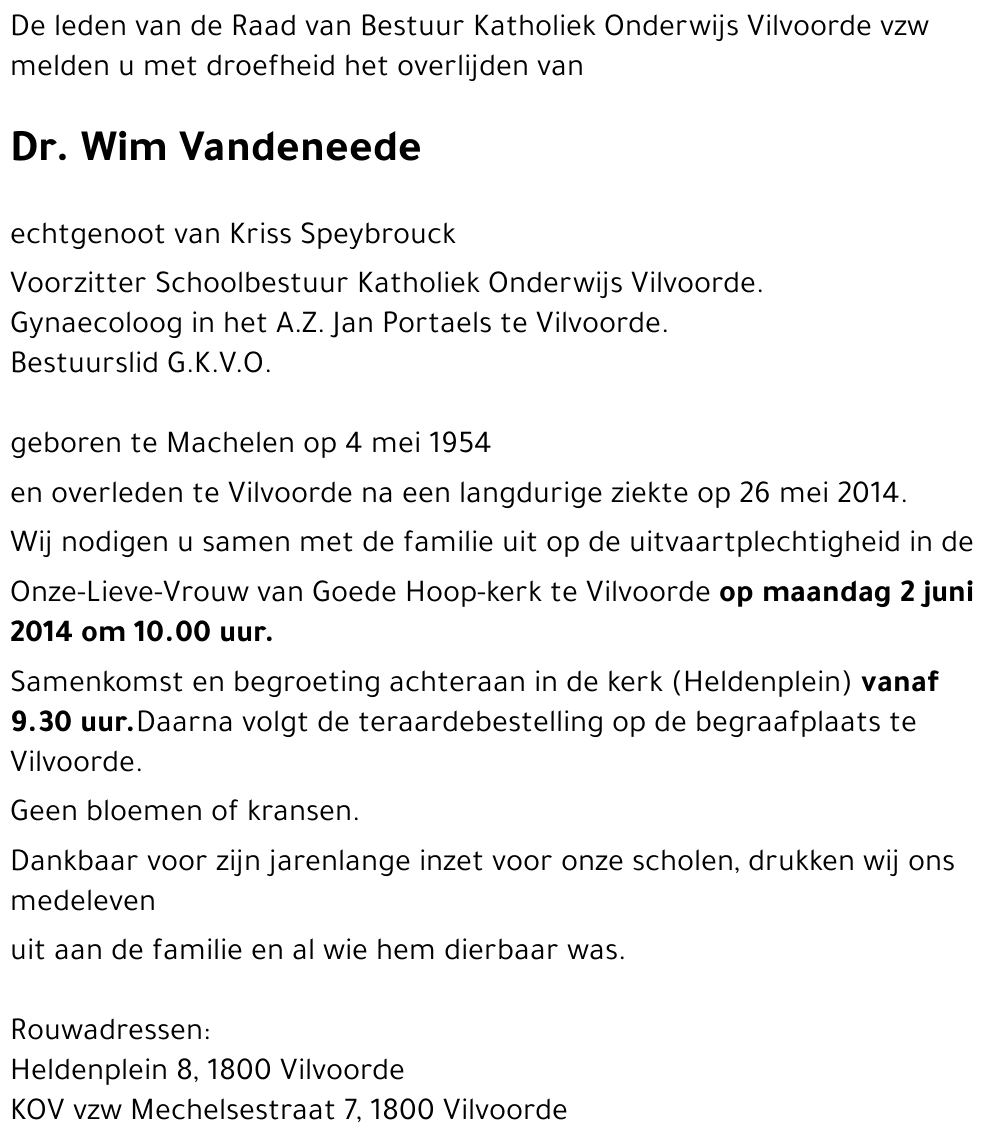 Dr. Wim Vandeneede