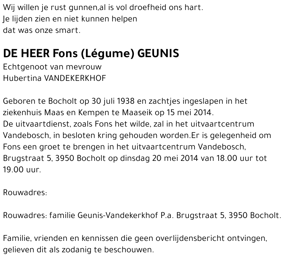 Fons (Légume) GEUNIS
