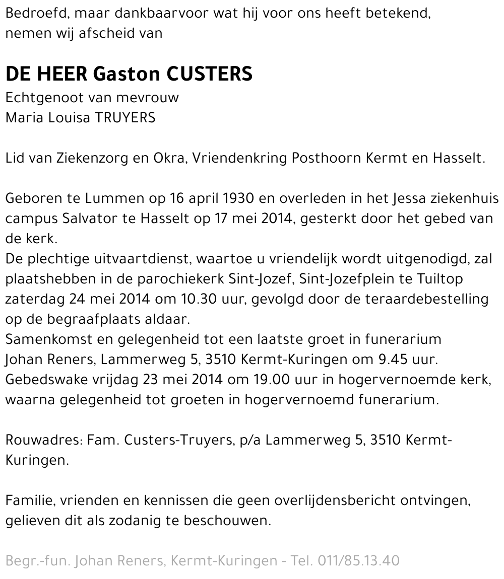 Gaston CUSTERS