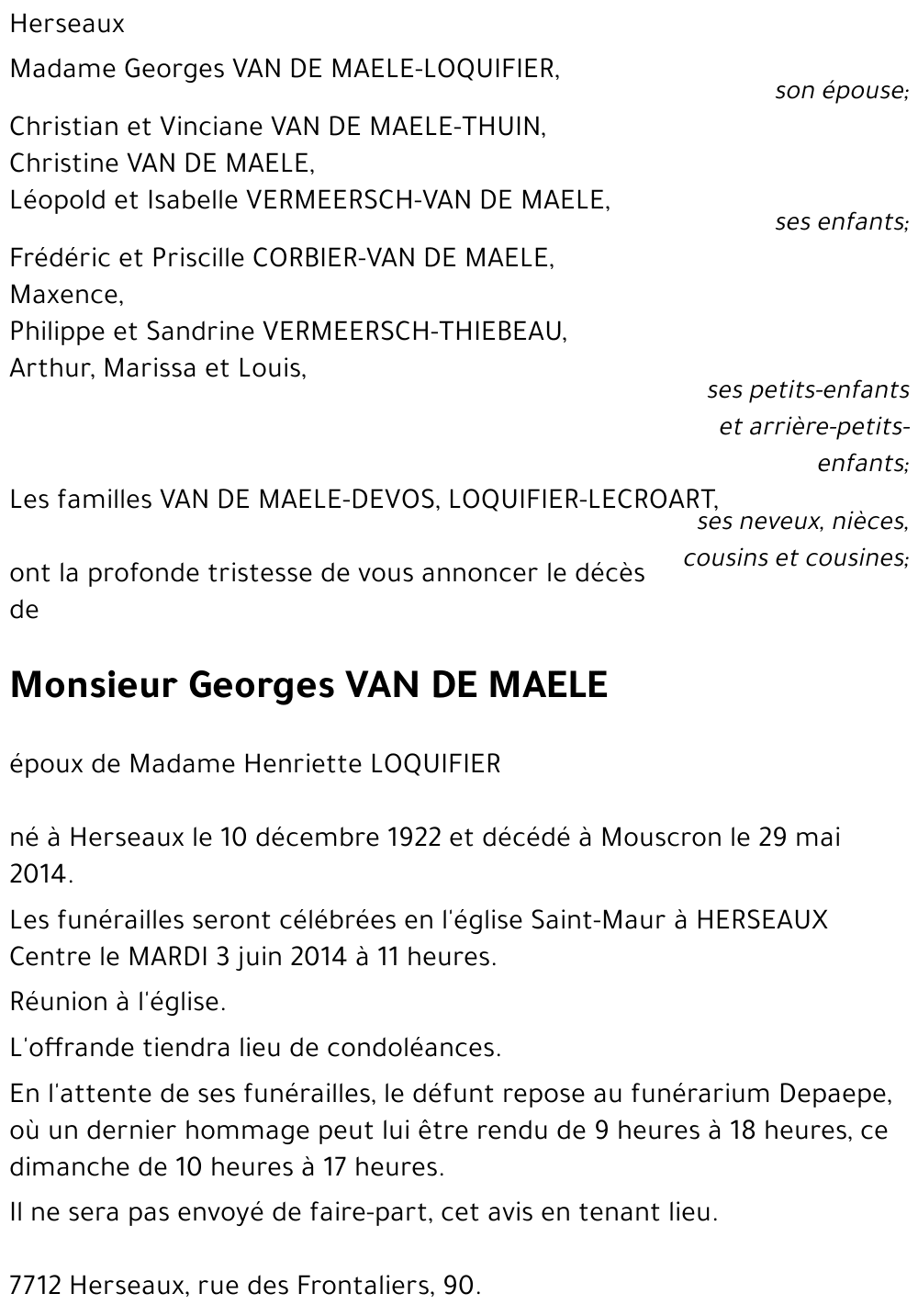 Georges VAN DE MAELE